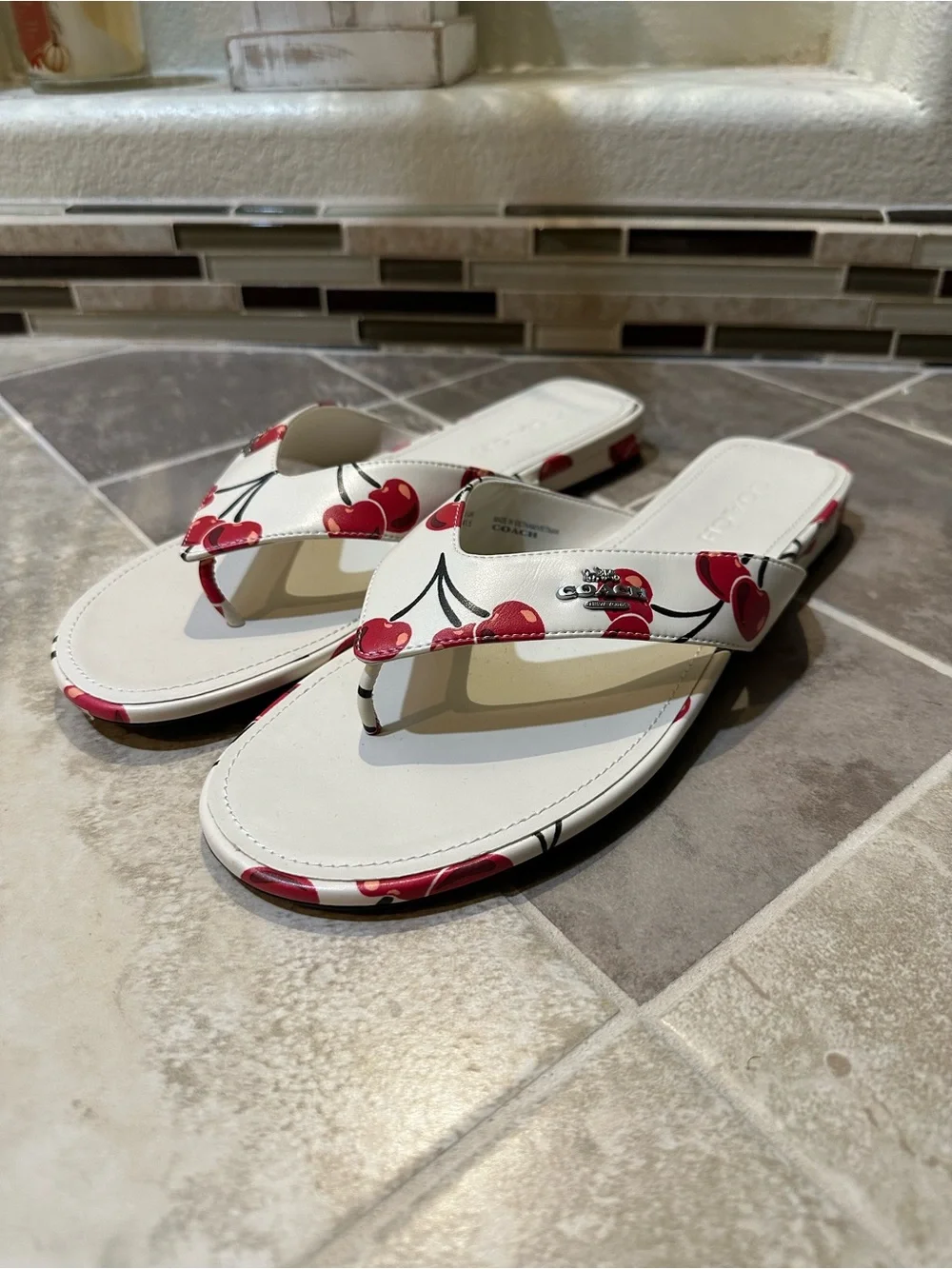 Coach Cherry Print Sandals